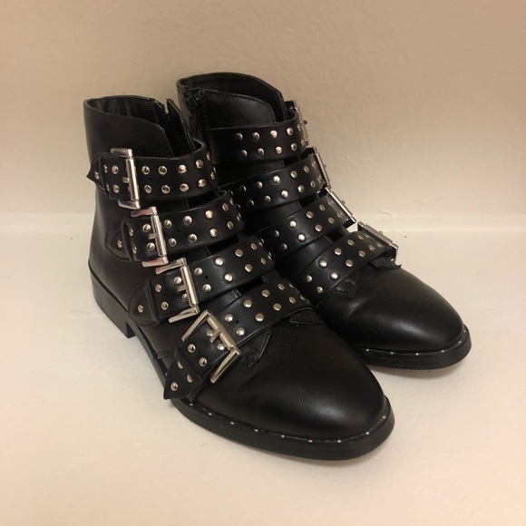 studded buckle booties